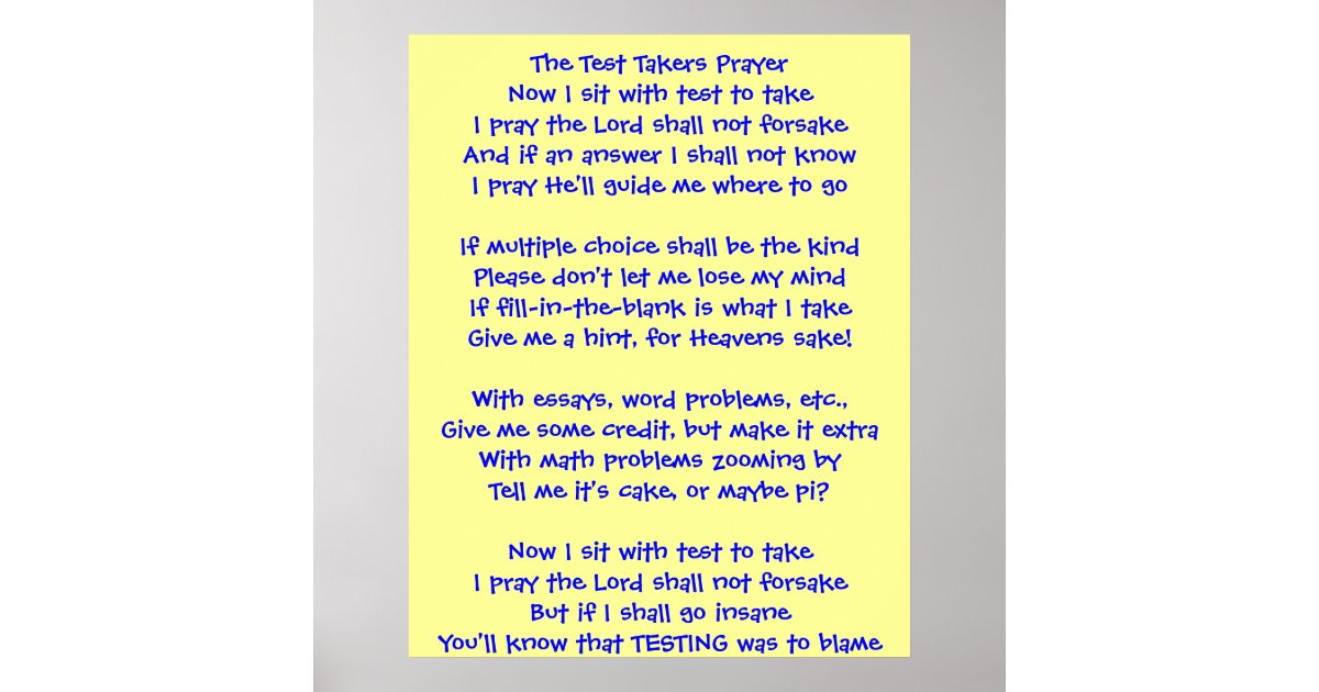 The Test Takers Prayer Print | Zazzle