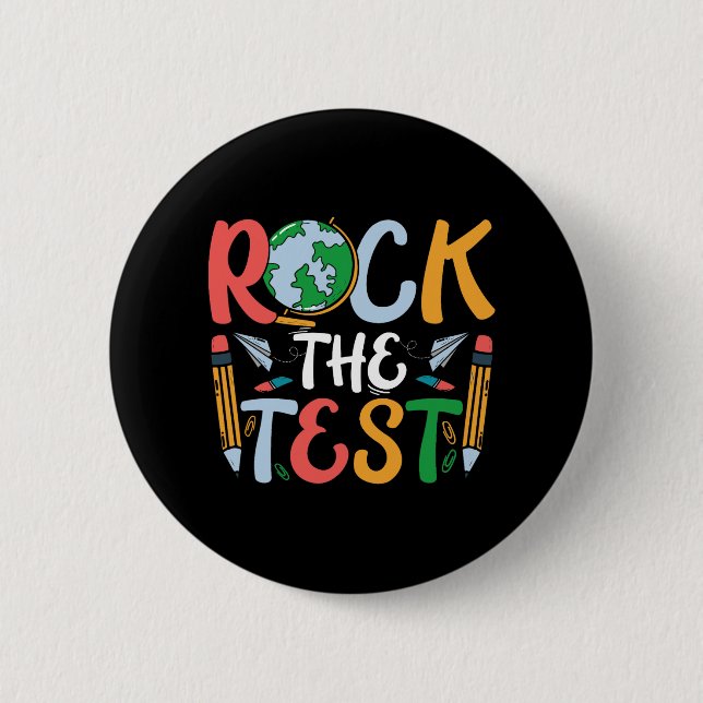 The Test Teacher Test Day Testing Day Funny Teache Button (Front)
