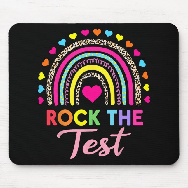 The Test Test Day Teacher Testing Day Rainbow Leop Mouse Pad (Front)