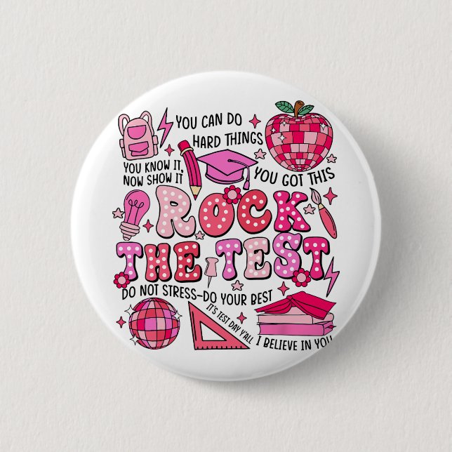 The Test Testing Day Don't Stress Do Your Best Tea Button (Front)