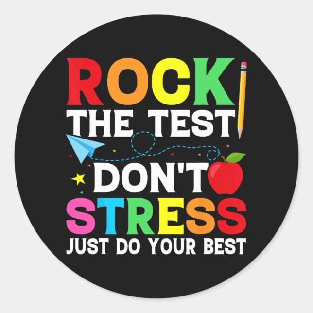The Test Testing Day Retro Motivational Teacher St Classic Round Sticker (Front)