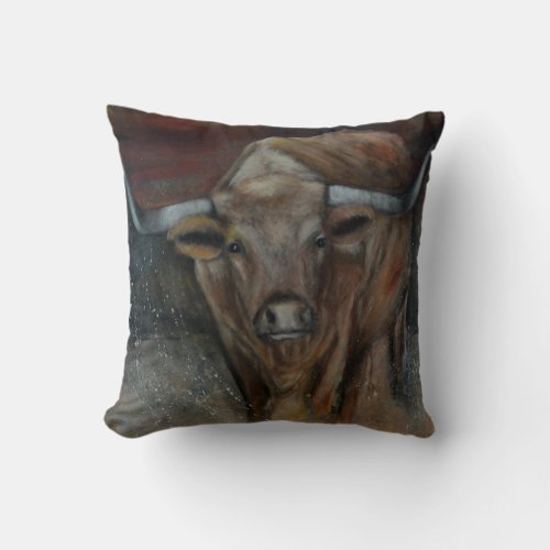 The Texas Longhorn Bull Throw Pillow