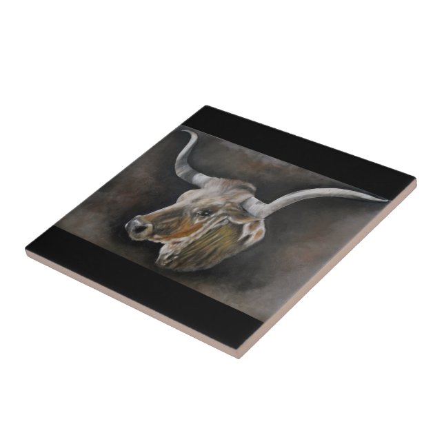 The Texas Longhorn Ceramic Tile (Side)
