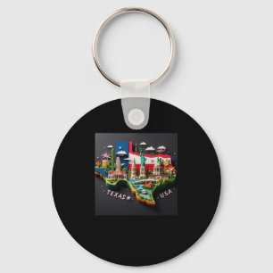 The Texas State In Usa Sticker Keychain