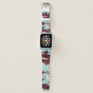 The texture of a rusty iron and a blue strongly pe apple watch band