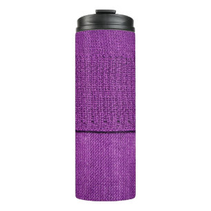 the texture of the knitted fabric, a plain purple  thermal tumbler