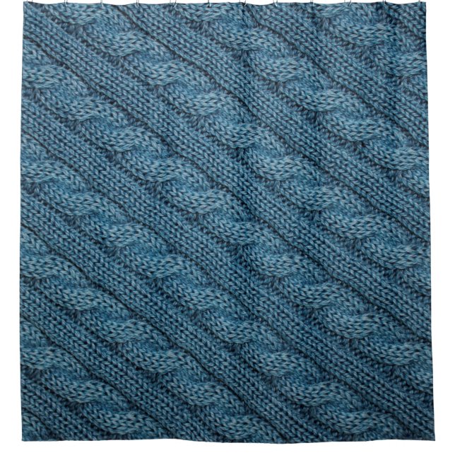 the texture of the knitted fabric, light blue colo shower curtain (Front)