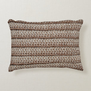 the texture of the plain knitted fabric , brown accent pillow