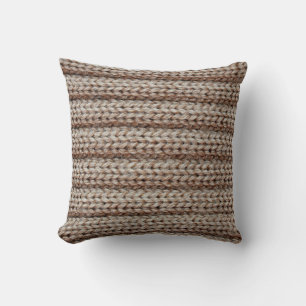 the texture of the plain knitted fabric , brown throw pillow