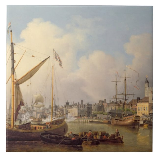 The Thames and the Tower of London supposedly on t Ceramic Tile (Front)