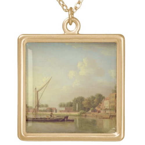 The Thames at Twickenham c1760 oil on canvas Gold Plated Necklace