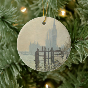 The Thames Below Westminster by Claude Monet Ceramic Ornament
