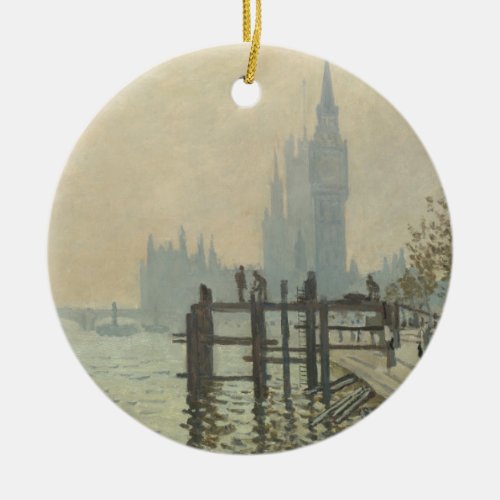 The Thames Below Westminster by Claude Monet Ceramic Ornament