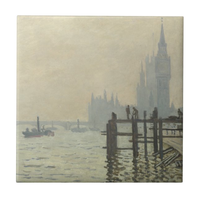 The Thames Below Westminster by Claude Monet Ceramic Tile (Front)