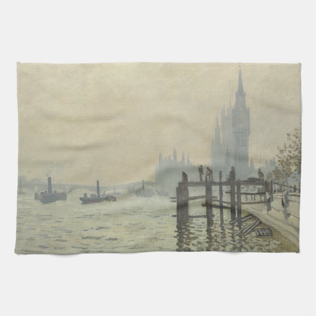 The Thames Below Westminster by Claude Monet Kitchen Towel (Horizontal)