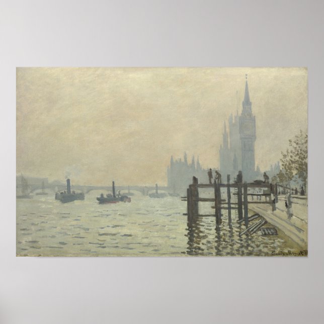 The Thames Below Westminster by Claude Monet Poster (Front)