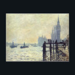 The Thames below Westminster - Claude Monet Postcard<br><div class="desc">Artist: Claude Monet Completion Date: 1871 Style: Impressionism Genre: cityscape Technique: oil Material: canvas Dimensions: 72.5 x 47 cm Gallery: National Gallery,  London,  UK  Tags: Thames,  ocean,  river,  boats,  Westminster,  nature,  cityscape,  people,  painting,  England</div>