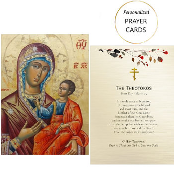 The Theotokos Orthodox Prayer Card by RiversofLivingWater at Zazzle