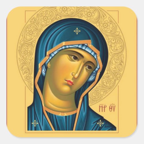 The Theotokos Virgin Mary Orthodox Icon Square Sticker
