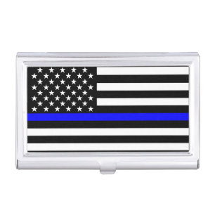 The Thin Blue Line American Flag Decor Business Card Holder