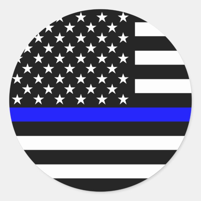 The Thin Blue Line American Flag Decor Classic Round Sticker (Front)