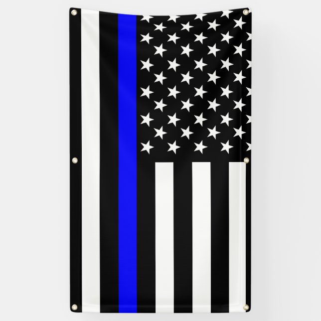The Thin Blue Line American Flag Decor Display Banner (Vertical)