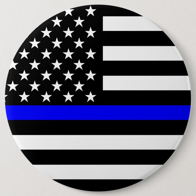 The Thin Blue Line American Flag Decor Pinback Button (Front)