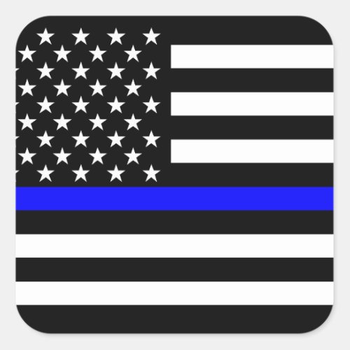 The Thin Blue Line American Flag Decor Square Sticker