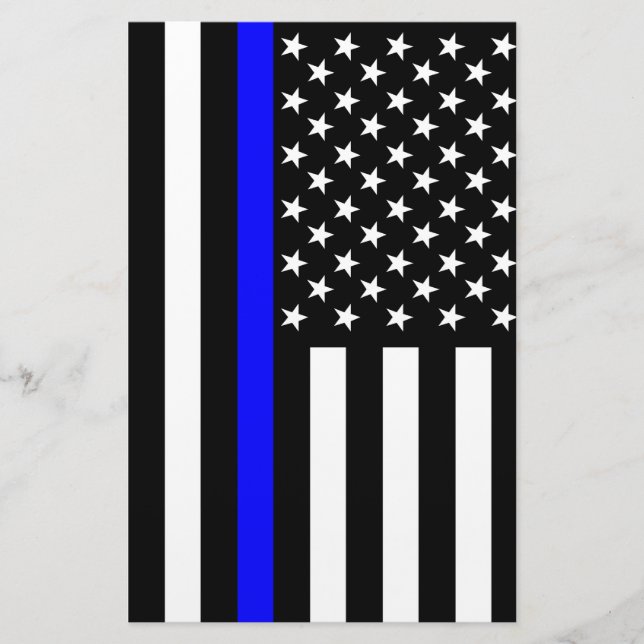 The Thin Blue Line American Flag Decor Stationery (Front)