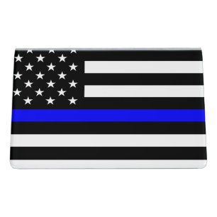 The Thin Blue Line Flag Desk Business Card Holder