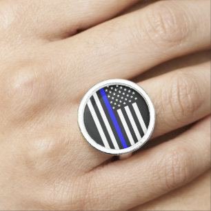 The Thin Blue Line Graphic Decor Display Ring