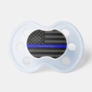 The Thin Blue Line Personalized on a Black US Flag Pacifier
