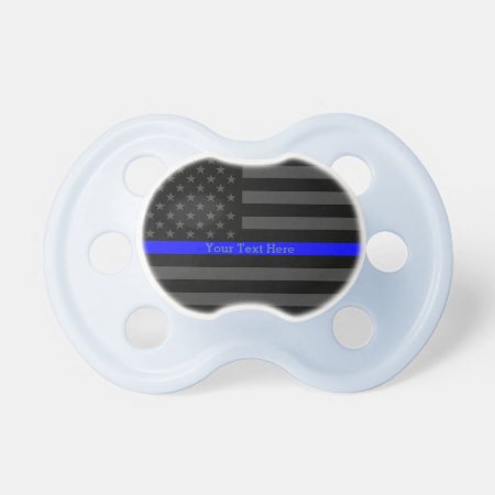 The Thin Blue Line Personalized On A Black Us Flag Pacifier