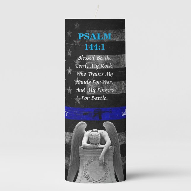 The Thin Blue Line Pillar Candle (Front)
