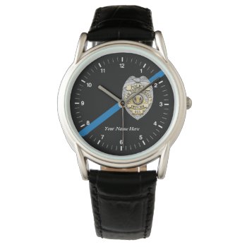 The Thin Blue Line Police Officer Watch by JFVisualMedia at Zazzle