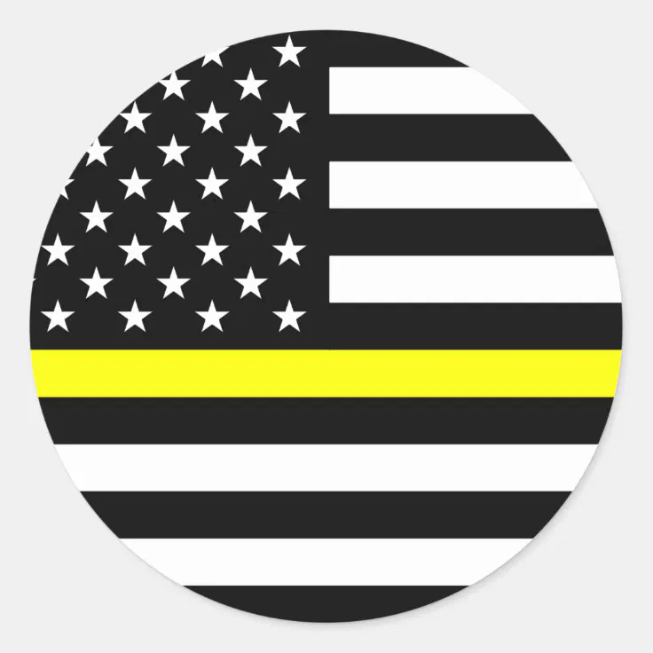 The Thin Gold Line Flag Classic Round Sticker | Zazzle