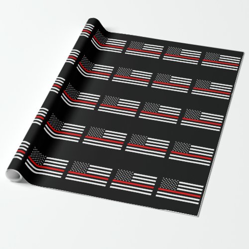 The Thin Red Line American Flag Decor Wrapping Paper