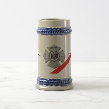 The Thin Red Line Firefighter Beer Stein by JFVisualMedia at Zazzle