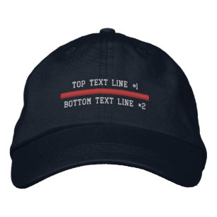 The Thin Red Line Personalize it 2 lines of text Embroidered Baseball Hat