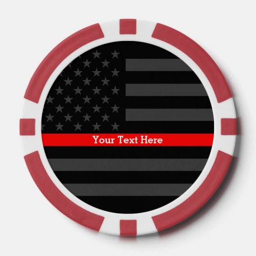 The Thin Red Line Personalized Black US Flag Poker Chips