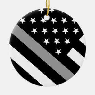 The Thin Silver Line Flag Ceramic Ornament