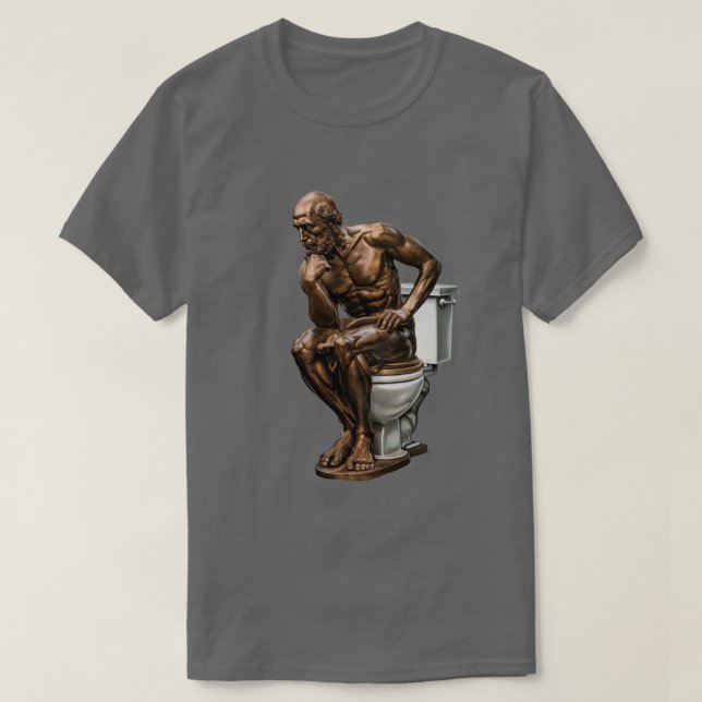 The Thinker Funny  T-Shirt (Design Front)