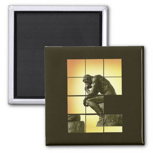 The Thinker image sliding puzzle game Le Penseur Magnet