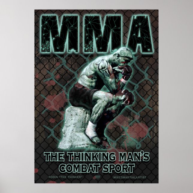 The Thinker MMA Fighter Dk Poster (Front)