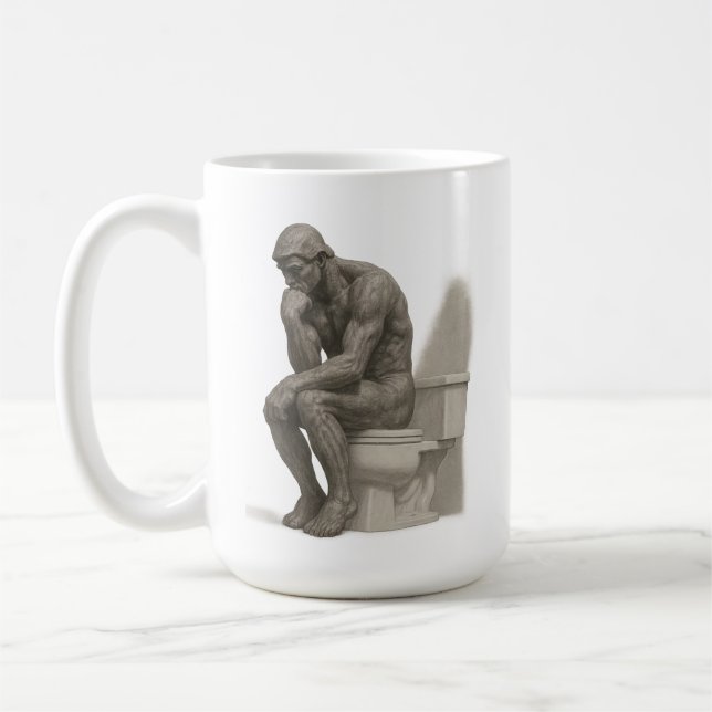The Thinker on the Throne – Classical Charcoal Sty Coffee Mug (Left)