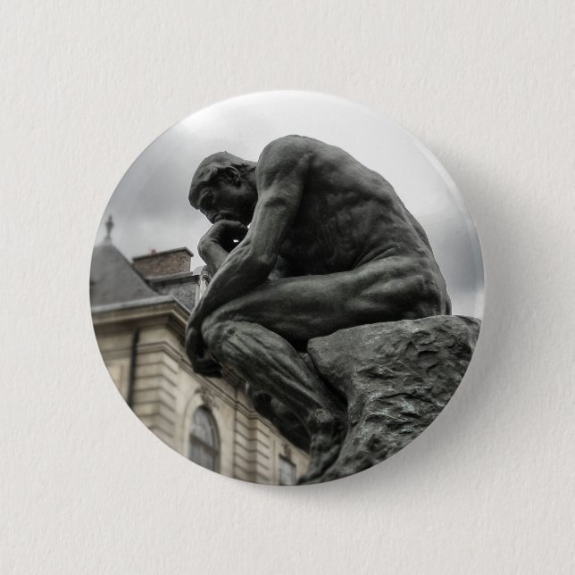 The Thinker Rodin Paris Sculpture Button (Front)