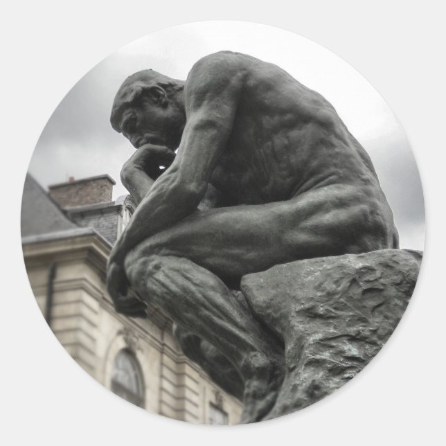 The Thinker Rodin Paris Sculpture Classic Round Sticker (Front)