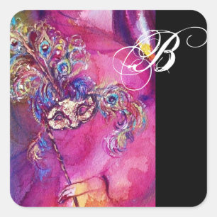 THE THIRD MASK , Monogram Fuchsia Black Square Sticker