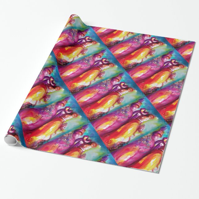 THE THIRD MASK / Venetian Carnival Masquerade Ball Wrapping Paper (Unrolled)