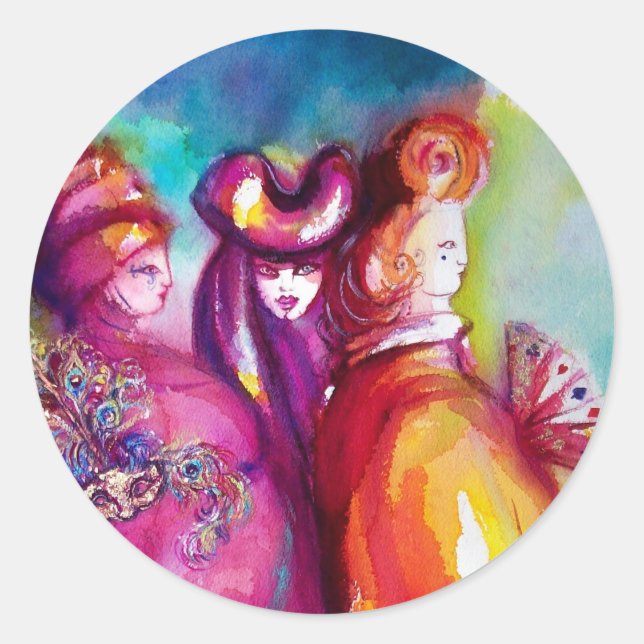 THE THIRD MASK/ Venetian Masquerade Classic Round Sticker (Front)